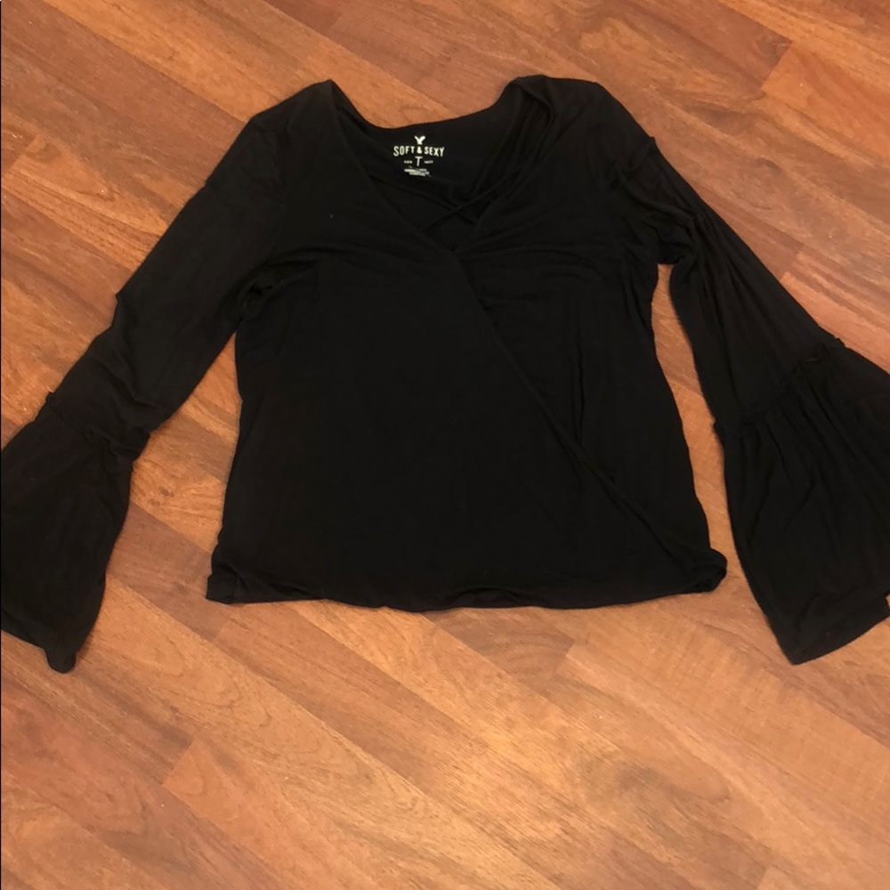 Black Bell Sleeve Top - Size M